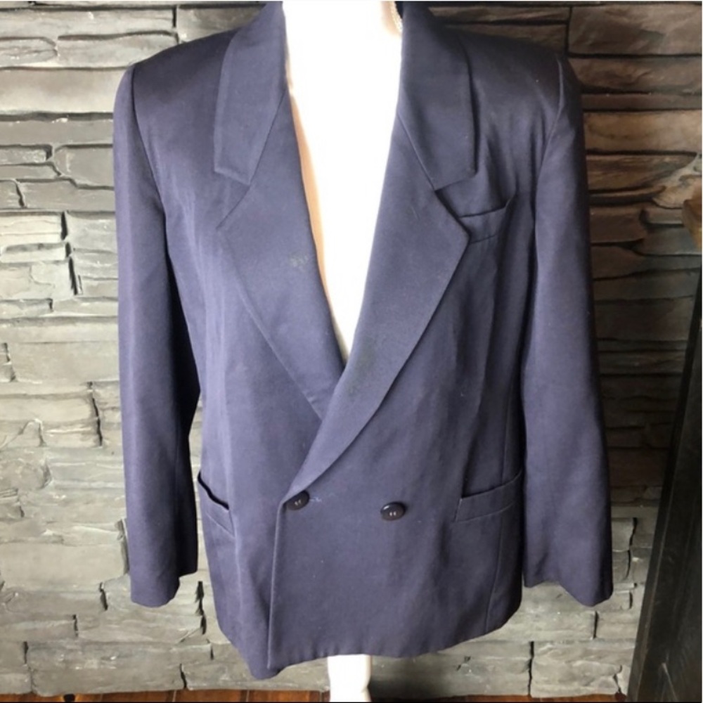 Vintage Christian Dior Navy Wool Blazer Petite 6/8